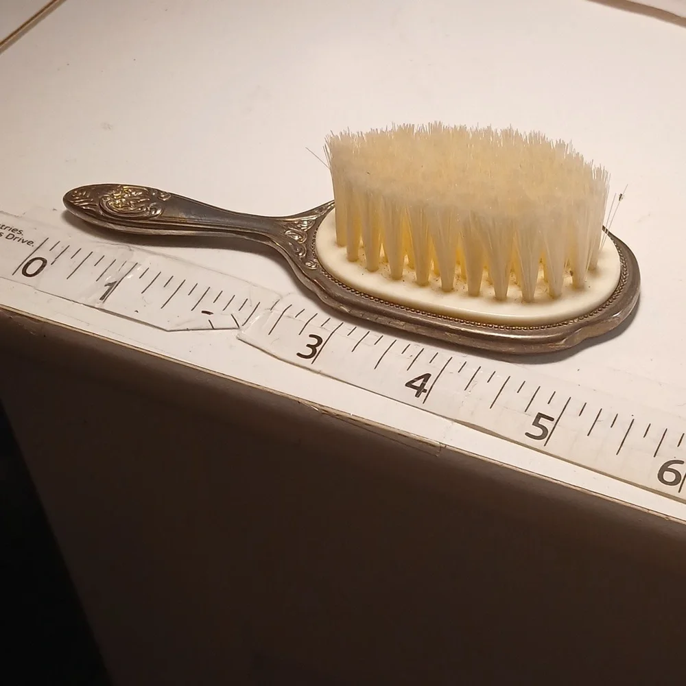 Vintage Silver Plated Ornate Floral Hair Brush And Comb Vanity Set